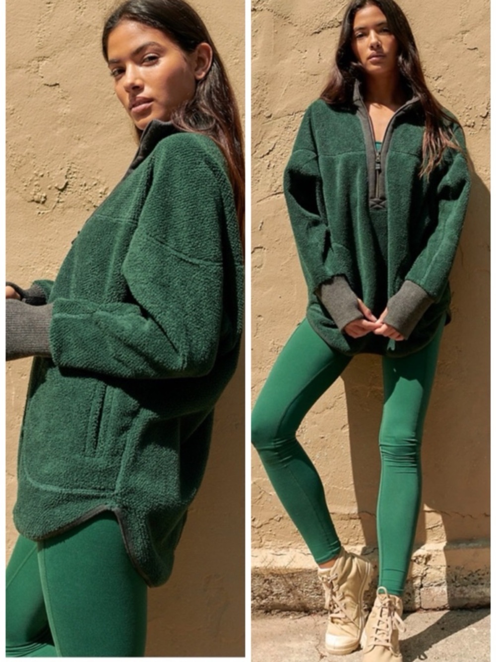 FREE PEOPLE MOVEMENT Mountain Dreamin' Reversible Pullover Green SZ L